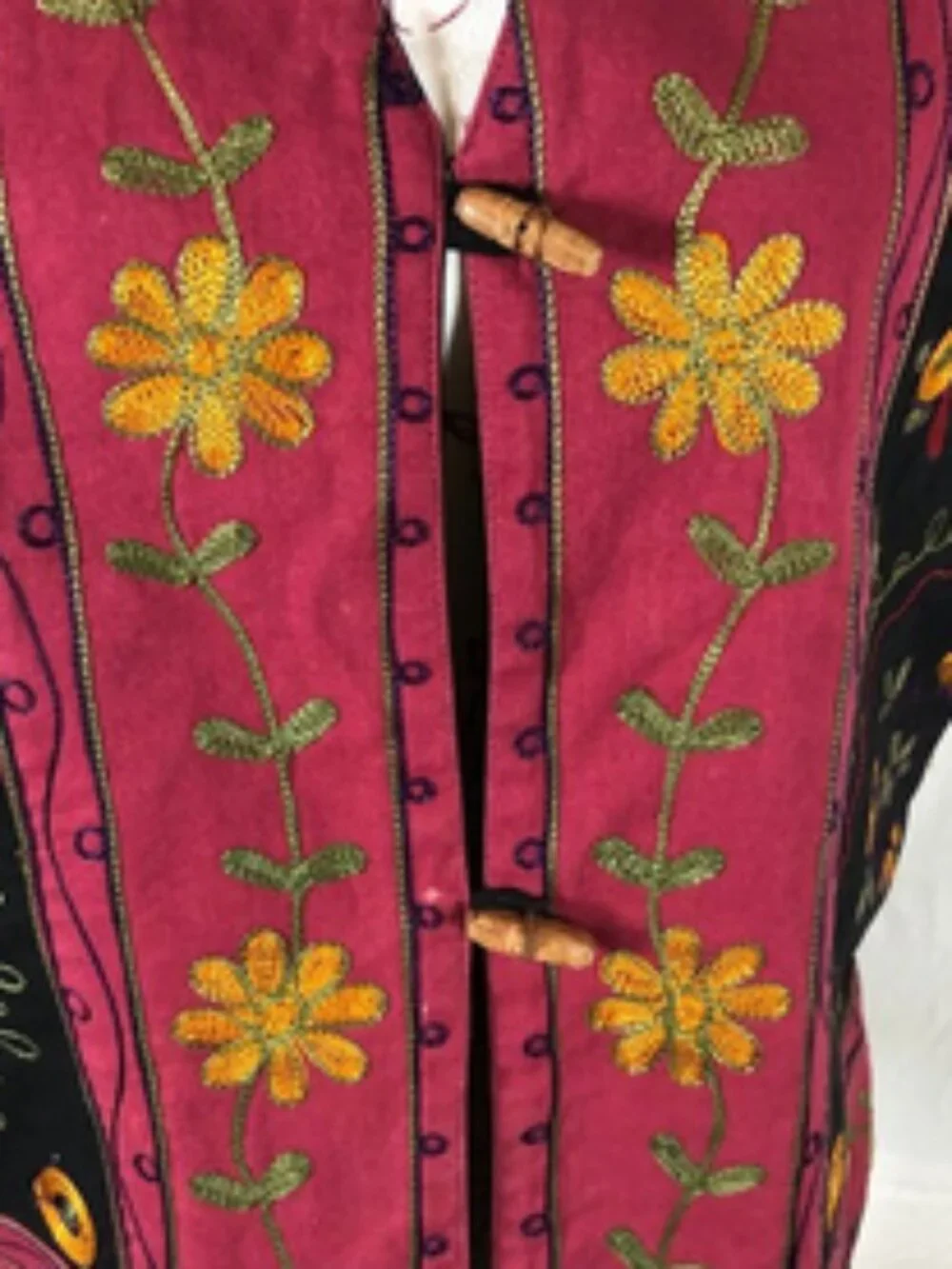 Vintage Lizwear Embroidered Floral Vest - Artisan Boho Statement Piece